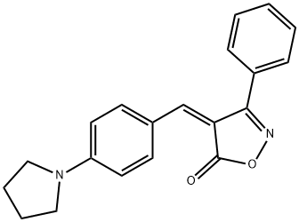 3-Phenyl-4-(4-pyrrolidin-1-yl-benzylidene)-4H-isoxazol-5-one 化学構造式