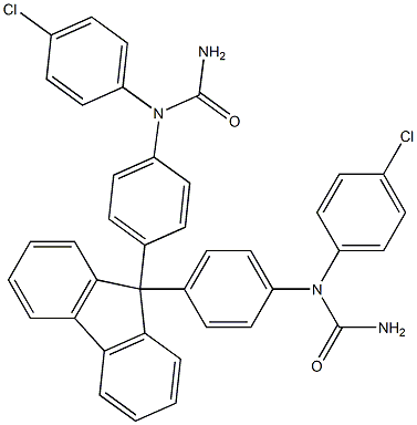 N',N'''-[9H-fluorene-9,9-diylbis(4,1-phenylene)]bis[N-(4-chlorophenyl)urea] 化学構造式