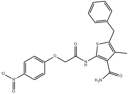 5-benzyl-4-methyl-2-{[(4-nitrophenoxy)acetyl]amino}-3-thiophenecarboxamide,458535-63-2,结构式