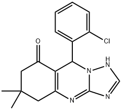 9-(2-chlorophenyl)-6,6-dimethyl-5,6,7,9-tetrahydro-[1,2,4]triazolo[5,1-b]quinazolin-8(4H)-one Struktur