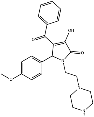 4-benzoyl-3-hydroxy-5-(4-methoxyphenyl)-1-(2-(piperazin-1-yl)ethyl)-1,5-dihydro-2H-pyrrol-2-one Struktur