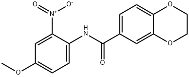 N-(4-methoxy-2-nitrophenyl)-2,3-dihydrobenzo[b][1,4]dioxine-6-carboxamide,477555-39-8,结构式