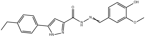 (E)-3-(4-ethylphenyl)-N-(4-hydroxy-3-methoxybenzylidene)-1H-pyrazole-5-carbohydrazide 结构式