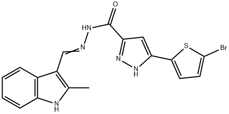 (E)-3-(5-bromothiophen-2-yl)-N-((2-methyl-1H-indol-3-yl)methylene)-1H-pyrazole-5-carbohydrazide,488704-20-7,结构式