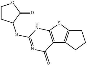 2-((2-oxotetrahydrofuran-3-yl)thio)-3,5,6,7-tetrahydro-4H-cyclopenta[4,5]thieno[2,3-d]pyrimidin-4-one,488797-10-0,结构式