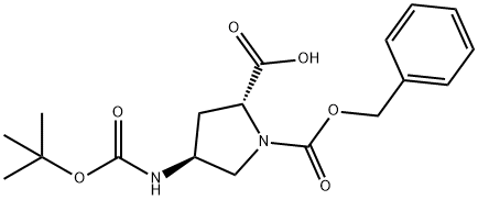 1,2-Pyrrolidinedicarboxylic acid, 4-[[(1,1-dimethylethoxy)carbonyl]amino]-, 1-(phenylmethyl) ester, (2R,4S)- Structure