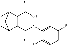 2-[(2,5-difluorophenyl)carbamoyl]bicyclo[2.2.1]heptane-3-carboxylic acid 化学構造式