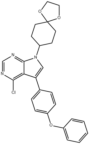4-chloro-5-(4-phenoxyphenyl)-7-(1,4-dioxaspiro[4.5]decan-8-yl)-7H-pyrrolo[2,3-d]pyrimidine|490030-16-5