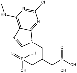 [2-[(2-chloro-6-methylaminopurin-9-yl)methyl]-3-phosphonopropyl]phosphonic acid 化学構造式