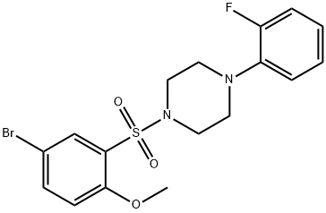 1-(5-bromo-2-methoxyphenyl)sulfonyl-4-(2-fluorophenyl)piperazine Struktur