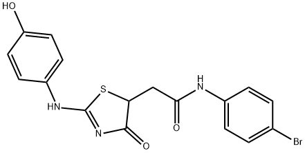 (E)-N-(4-bromophenyl)-2-(2-((4-hydroxyphenyl)imino)-4-oxothiazolidin-5-yl)acetamide,496020-80-5,结构式