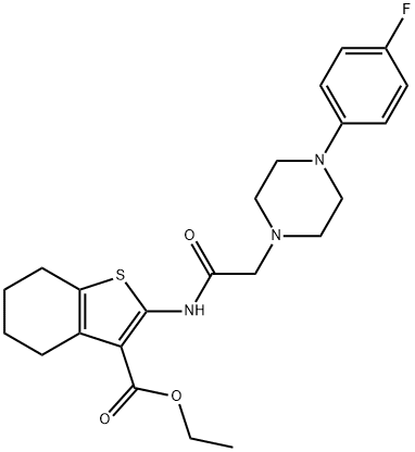 ethyl 2-(2-(4-(4-fluorophenyl)piperazin-1-yl)acetamido)-4,5,6,7-tetrahydrobenzo[b]thiophene-3-carboxylate Struktur