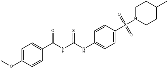 4-methoxy-N-[({4-[(4-methyl-1-piperidinyl)sulfonyl]phenyl}amino)carbonothioyl]benzamide Struktur