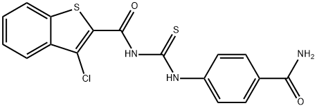 N-({[4-(aminocarbonyl)phenyl]amino}carbonothioyl)-3-chloro-1-benzothiophene-2-carboxamide Struktur