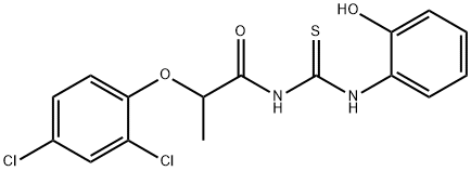 2-(2,4-dichlorophenoxy)-N-{[(2-hydroxyphenyl)amino]carbonothioyl}propanamide 结构式