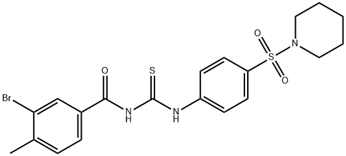 3-bromo-4-methyl-N-({[4-(1-piperidinylsulfonyl)phenyl]amino}carbonothioyl)benzamide Struktur
