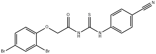 N-{[(4-cyanophenyl)amino]carbonothioyl}-2-(2,4-dibromophenoxy)acetamide Struktur