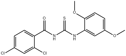 2,4-dichloro-N-{[(2,5-dimethoxyphenyl)amino]carbonothioyl}benzamide 结构式