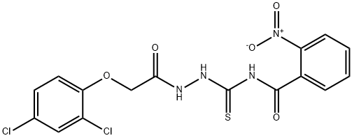 N-({2-[(2,4-dichlorophenoxy)acetyl]hydrazino}carbonothioyl)-2-nitrobenzamide 结构式