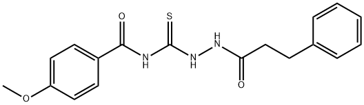 4-methoxy-N-{[2-(3-phenylpropanoyl)hydrazino]carbonothioyl}benzamide 化学構造式