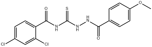 2,4-dichloro-N-{[2-(4-methoxybenzoyl)hydrazino]carbonothioyl}benzamide 结构式