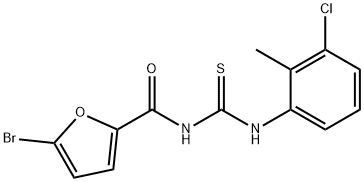 5-bromo-N-{[(3-chloro-2-methylphenyl)amino]carbonothioyl}-2-furamide 化学構造式