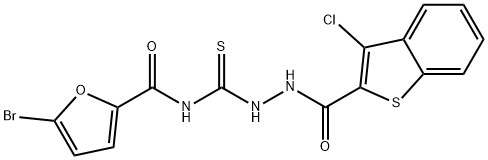 5-bromo-N-({2-[(3-chloro-1-benzothien-2-yl)carbonyl]hydrazino}carbonothioyl)-2-furamide 结构式