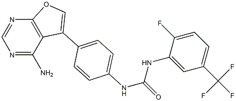 1-[4-(4-aminofuro[2,3-d]pyrimidin-5-yl)phenyl]-3-[2-fluoro-5-(trifluoromethyl)phenyl]urea,501693-48-7,结构式