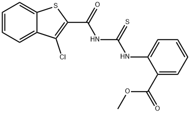 methyl 2-[({[(3-chloro-1-benzothien-2-yl)carbonyl]amino}carbonothioyl)amino]benzoate Structure