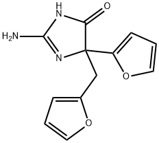 2-アミノ-5-(2-フリル)-5-フルフリル-1H-イミダゾール-4(5H)-オン 化学構造式