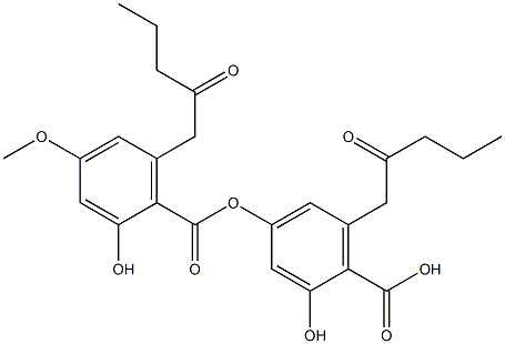 Benzoic acid,2-hydroxy-4-[[2-hydroxy-4-methoxy-6-(2-oxopentyl)benzoyl]oxy]-6-(2-oxopentyl)- 结构式
