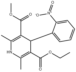 1,4-ジヒドロ-2,6-ジメチル-4-(2-ニトロフェニル)-3,5-ピリジンジカルボン酸3-メチル5-エチル 化学構造式