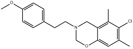 6-chloro-3-[2-(4-methoxyphenyl)ethyl]-5,7-dimethyl-2,4-dihydro-1,3-benzoxazine Struktur