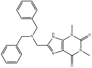 8-[(Dibenzylamino)-methyl]-1,3-dimethyl-3,7-dihydro-purine-2,6-dione Struktur