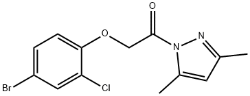 1-[(4-bromo-2-chlorophenoxy)acetyl]-3,5-dimethyl-1H-pyrazole Struktur