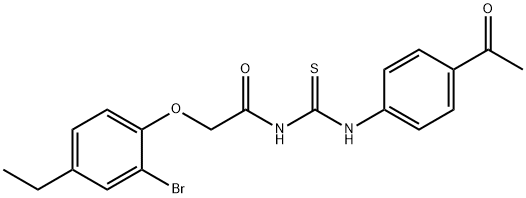 N-{[(4-acetylphenyl)amino]carbonothioyl}-2-(2-bromo-4-ethylphenoxy)acetamide Struktur