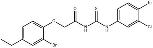 N-{[(4-bromo-3-chlorophenyl)amino]carbonothioyl}-2-(2-bromo-4-ethylphenoxy)acetamide,587841-56-3,结构式