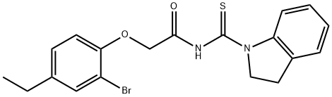 2-(2-bromo-4-ethylphenoxy)-N-(2,3-dihydro-1H-indol-1-ylcarbonothioyl)acetamide Structure