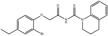 2-(2-bromo-4-ethylphenoxy)-N-(3,4-dihydro-1(2H)-quinolinylcarbonothioyl)acetamide Structure