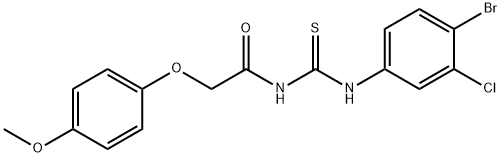 N-{[(4-bromo-3-chlorophenyl)amino]carbonothioyl}-2-(4-methoxyphenoxy)acetamide 化学構造式