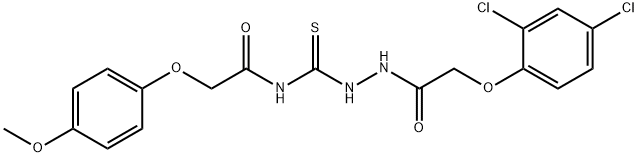 N-({2-[(2,4-dichlorophenoxy)acetyl]hydrazino}carbonothioyl)-2-(4-methoxyphenoxy)acetamide Structure