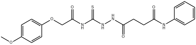 4-[2-({[(4-methoxyphenoxy)acetyl]amino}carbonothioyl)hydrazino]-4-oxo-N-phenylbutanamide Structure