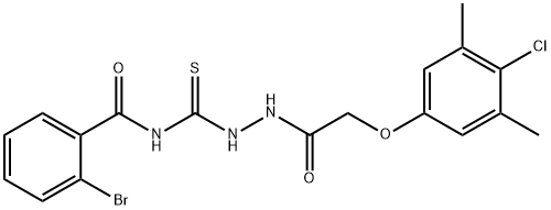 2-bromo-N-({2-[(4-chloro-3,5-dimethylphenoxy)acetyl]hydrazino}carbonothioyl)benzamide Structure
