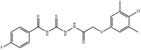 N-({2-[(4-chloro-3,5-dimethylphenoxy)acetyl]hydrazino}carbonothioyl)-4-fluorobenzamide Struktur