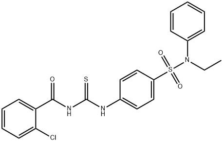 2-chloro-N-{[(4-{[ethyl(phenyl)amino]sulfonyl}phenyl)amino]carbonothioyl}benzamide Structure