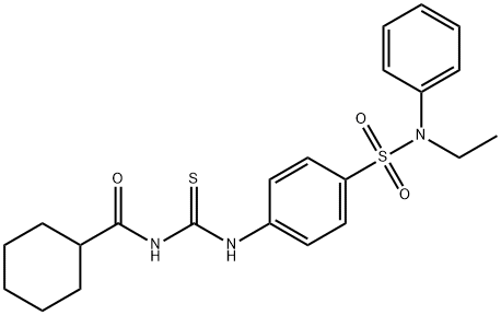 N-{[(4-{[ethyl(phenyl)amino]sulfonyl}phenyl)amino]carbonothioyl}cyclohexanecarboxamide Structure