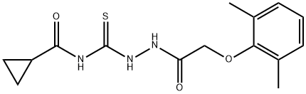 N-({2-[(2,6-dimethylphenoxy)acetyl]hydrazino}carbonothioyl)cyclopropanecarboxamide 化学構造式