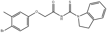 2-(4-bromo-3-methylphenoxy)-N-(2,3-dihydro-1H-indol-1-ylcarbonothioyl)acetamide 结构式