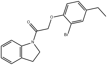 1-[(2-bromo-4-ethylphenoxy)acetyl]indoline Struktur