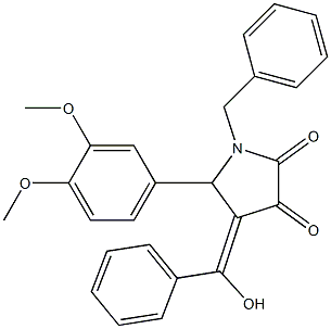 (4Z)-1-benzyl-5-(3,4-dimethoxyphenyl)-4-(hydroxy-phenyl-methylidene)pyrrolidine-2,3-dione Struktur